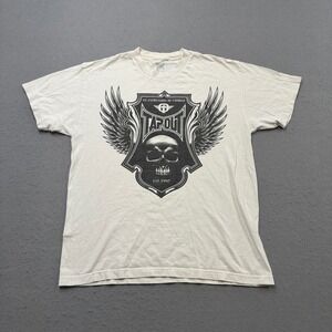 Y2K TapOut MMA T-Shirt Men's Large White Skull Wing Graphic Short Sleeve Cotton